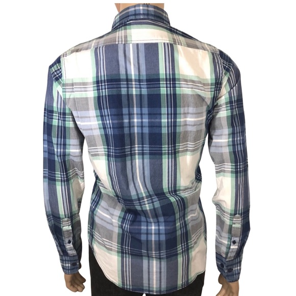 EXPRESS SZ M Mens Shirt Regular Fit L/S 2 Pockets - Picture 2 of 5
